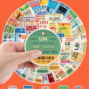 50 Uds. Tarjetas de embarque personalizadas no duplicadas, pegatina de vinilo de PVC impermeable para equipaje, portátil, botella de agua, teléfono móvil - Product Image 2