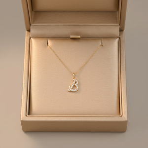 Hot Trendy Simple Letter Design Fine Jewelry 18K <b>Solid</b> <b>Gold</b> Real Natural Diamond Letter B <b>Pendant</b> Necklace For Women Daily Wear - Product Image 6