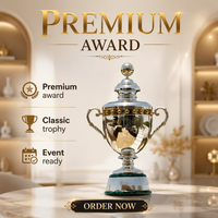 Trophée sportif de la Ligue des Champions avec logo personnalisé, trophée en résine personnalisé gravé