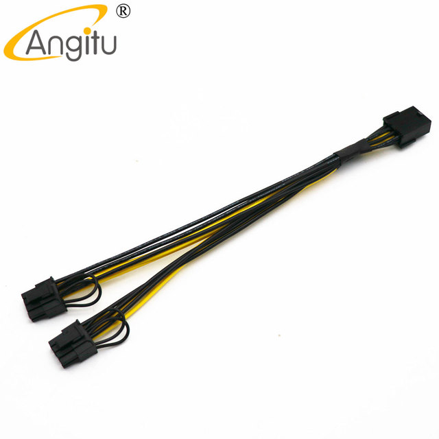 High Quality 1007 16awg 6Pin PCIE to 2X 6+2Pin PCI-E Graphic Card Splitter 8Pin GPU Power Cable