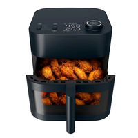 Friteuse intelligente 6 en 1 avec panier en céramique antiadhésif de 8 pintes, fenêtre d'affichage, écran tactile numérique, température maximale de 450 ° F pour une cuisson rapide