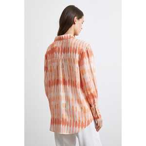 Chemise boutonnée en popeline à imprimé orange pour femme Vero Moda, style bohème, à porter au quotidien - Product Image 1