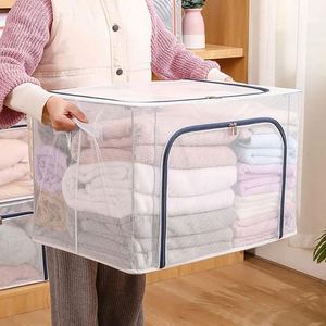 Caja de Almacenamiento de Ropa de Gran Capacidad de 66 Litros, Bolsa Organizadora de Armario Transparente Plegable - Product Image 1