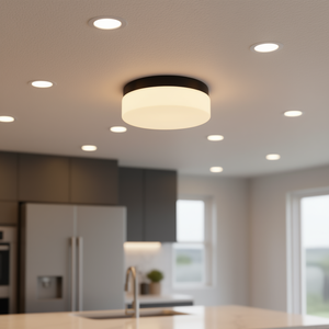 Lámpara de Techo LED Moderna de 12 Pulgadas, Montaje Empotrado, Hierro Negro, Cubierta de Plástico Acrílico, 2700K Blanco Cálido, para Cocina y Dormitorio - Product Image 2