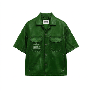 2026 Custom OEM/ODM logo Graphic Printing PU <b>Leather</b> Plus Size <b>Long</b> Sleeve Zipper Closure Waterproof Breathable Running <b>Jacket</b> - Product Image 5