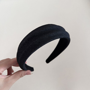 Nouveau Bandeau Rétro Minimaliste en Denim Bleu, Large et Convexe, en Tissu, pour Femme, Accessoire Cheveux Vintage et Élégant - Product Image 6