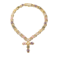 2025 nouvelle mode croix collier pour femmes Hip Hop Style plaqué or chaîne à maillons avec fleur Design bijoux artificiels