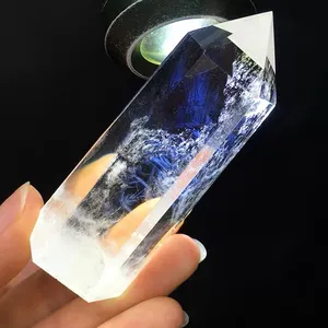 Hoge Kwaliteit Natuurstenen Helder Kwarts Kristal Punten Blauwe Engel Veer Rutilated Quartz Kristal Toren Voor Genezing