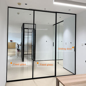 Phong cách Hiện Đại Mỹ thiết kế Tempered Glass trượt cửa nhôm Slim khung cho nội thất phòng ngủ nhà bếp phòng khách Divider - Product Image 5
