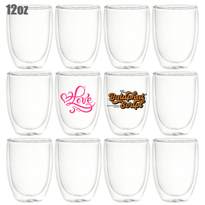 Tasses à café en verre borosilicate transparent à double paroi de 12 oz, résistantes à la chaleur, avec trou pré-percé pour paillettes DIY - Product Image 1