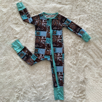 Combinaison à manches longues avec volants pour nouveau-né, pyjama en bambou une pièce, logo personnalisé, vêtements de nuit pour bébé