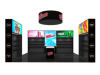Stand de Exhibición Personalizado de 20x20 pies con Marco de Aluminio y Fondo de Tela Tensada para Ferias Comerciales y Publicidad