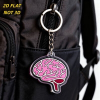 Porte-clés en acrylique Cerveau Rose, style anatomique avec sillons blancs et tige rouge, breloque transparente, accessoire sur le thème de la science et de la neurologie