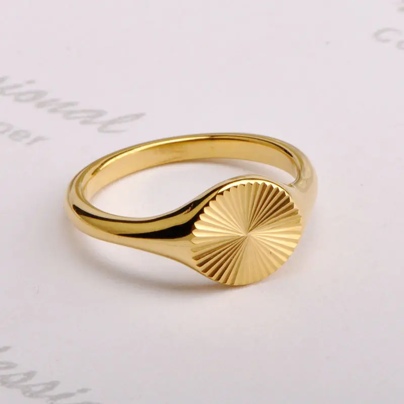 แหวนสแตนเลสเครื่องประดับแฟชั่นของขวัญ18พันทองชุบสูงขัดแหวนนิ้ว