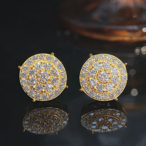 Valentine <b>Earrings</b> Jewelry Women 18K Gold Plated Sparking Zircon Round Classical Stud <b>Earrings</b> <b>for</b> Women and <b>Men</b> - Product Image 5