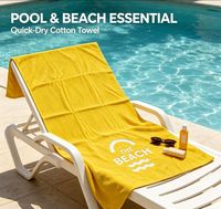 100% Cotton Highly Absorbent Yarn-dyed Woven Embroidery Double Sided Breathable Eco-Friendly Luxury Modern Beach Towels