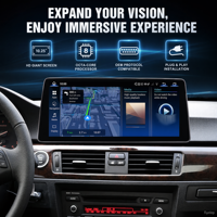 Autoradio Android 12,8 pouces HD 2400X900 Snapdragon CarPlay Auto DSP Android 15 Radio GPS Écran partagé Stéréo pour BMW E90