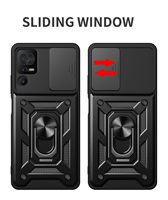 Funda Protectora para Teléfono Inteligente TCL 50 SE 4G 30 XE, con Anillo de Soporte, Ventana Deslizante y Protección Completa