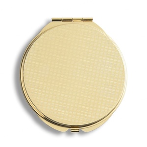 Espejo de Bolsillo Metálico Redondo Personalizado con Logotipo en Adhesivo Epóxico, Espejo de Maquillaje Mini Chapado en Oro de Doble Cara - Product Image 3