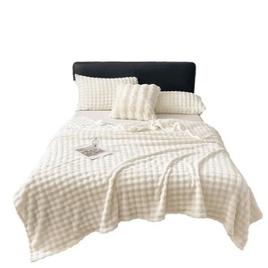 Super Soft Printed <strong>Double</strong> Layer Rabbit Fur <strong>Throw</strong> Living Room Blanket Polyester Knitted Thick Warm Winter Fleece Customizable <strong>Bed</strong> - Product Image 4