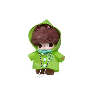 Dimoo Doll Clothes <b>Vinyl</b> Plush Keychain <b>Raincoat</b> Green Hooded Summer Outfit For Small Pendant Toys - Product Image 5
