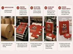 Custom Brand Red Paper Takeaway <b>Bags</b> Flat Handles Matching Food Box for <b>Pizza</b> Shop Fast Food Restaurant Bulk Supply - Product Image 6