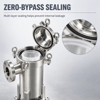 Filter Kantong Tunggal Kelas Atas Bahan Stainless Steel 316, Filter Kantong Industri untuk Air Limbah, Lateks, Pengolahan Cairan Minyak Goreng
