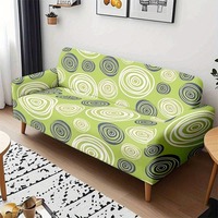 Günstige Sofabezüge vom Hersteller, Graffiti-Kreis-Design, Grüner Stretch-Sofaüberwurf, Staubdichter Sofabezug