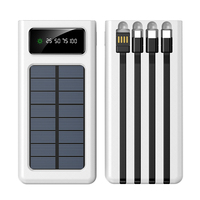 Batterie externe portable 20000mAh, charge solaire, écran LED, câble de charge rapide 2A, matériau ABS, capacité 5W, puissance de sortie