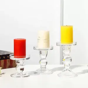 Прозрачный стеклянный подсвечник для столба, конусная свеча, Набор декоративных подсвечников для торжественных мероприятий, свадьбы, вечеринки