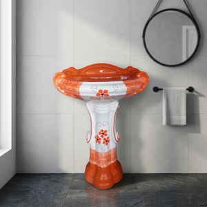 Lavabo en céramique pour articles sanitaires Lavabo antique pour salle de bains Lavabos sur pied Lavabo sur pied - Product Image 6