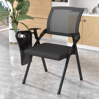 Chaise de formation ergonomique moderne pliable avec dossier intégré et tabouret en maille pour bureaux et salles de réunion