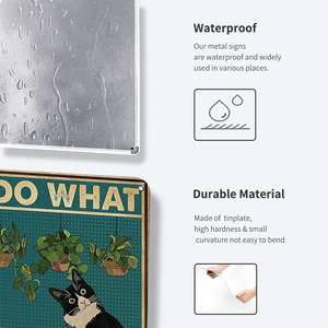 ของตกแต่งรูปแมวสีดำสัญลักษณ์ห้องน้ำแบบตลกๆโปสเตอร์ตกแต่งทำจากโลหะแนววินเทจน่ารักแผ่นดีบุกรูปแมวสำหรับห้องครัวสำนักงาน - Product Image 3