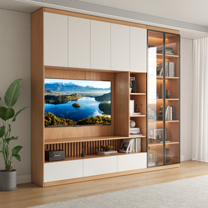 Mobile TV Ecologico <span class=keywords><strong>Moderno</strong></span> di Lusso in Legno Sostenibile, Sospeso a <span class=keywords><strong>Parete</strong></span>, Arredamento per <span class=keywords><strong>Soggiorno</strong></span> e Hotel, Adatto a TV da 65+ Pollici - Product Image 2