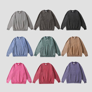 Sudadera de algodón de felpa francesa de alta calidad, sudadera de lavado ácido de gran tamaño, ropa de calle Lisa personalizada, Sudadera de cuello redondo para hombres - Product Image 3