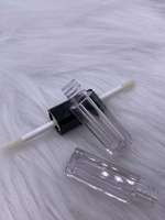 Emballage vide pour brillant à lèvres à double applicateur, en plastique transparent, carré, luxe/classique/tendance, pour cosmétiques