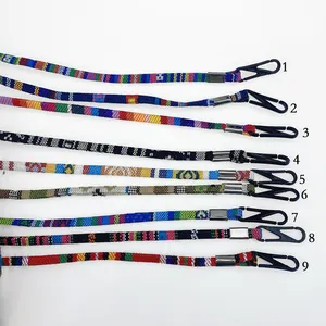 Cordão extensor colorido para atacado, cordão ajustável de poliéster com alça para pescoço e cordão anti-perda