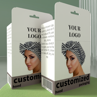 Boîte à bonnets en satin personnalisable avec logo privé, boîte à bonnets pour tresses, durags en soie, emballage en papier, boîte de présentation pliable pour bonnets