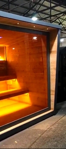 Sauna extérieur haut <span class=keywords><strong>de</strong></span> gamme <span class=keywords><strong>de</strong></span> style villa en bois massif, cabine <span class=keywords><strong>de</strong></span> sauna traditionnelle humide pour 4 à 6 personnes, sauna extérieur imperméable - Product Image 5