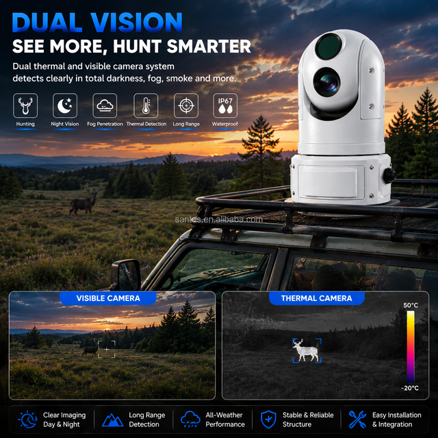 Ultra Long Range 8KM Thermal and Visible Dual Sensor Hunting PTZ Camera System Wildlife Tracking