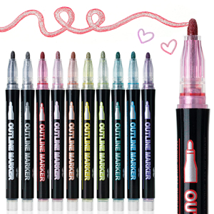 ชุดปากกาเมทัลลิกกลิตเตอร์สีสันสดใส 48 สี ปากกาคอนทัวร์แบบเส้นคู่พิเศษ ปากกาไฮไลท์เรืองแสง ผลิตจากพลาสติกทนทาน - Product Image 1