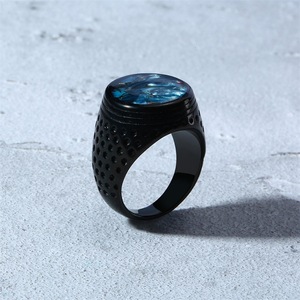 Wholesale New Design Fashion Jewelry <strong>Titanium</strong> Steel Custom Rhinestone <strong>Black</strong> <strong>Rings</strong> for Men - Product Image 6