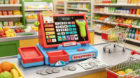 Caisse enregistreuse jouet pour enfants avec scanner de billets, son et lumière – Cadeau éducatif pour jeu de rôle