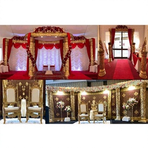 Glam Hindu Wedding Vidhi Mandap Decoration Best Golden Carved Wedding Mandap Norway Awesome Top Indian Wedding Royal Mandap USA - Product Image 1