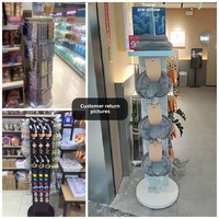 Présentoir de support de supermarché panneau perforé à quatre faces en métal léger pour réfrigérateur aimant jouet autocollant caractéristique de plancher rotatif