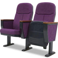 Chaise d'auditorium pliable en plastique violet, personnalisable, pour théâtre, église, cinéma, conférence - Vente en gros usine