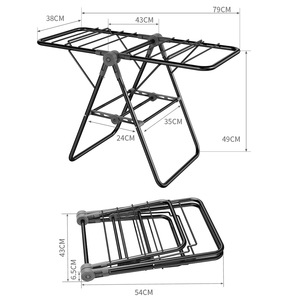 Đen cánh hình kim loại quần áo tổ chức nhỏ & có thể gập lại bé phong cách bay cửa sổ móc áo nhà không có cài đặt khô giá - Product Image 1