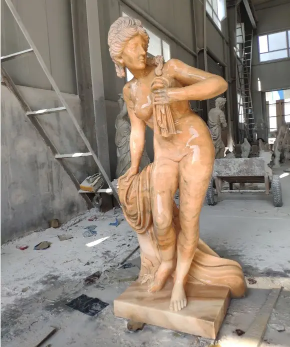 Costume da bagno donna statua/pietra ragazza nuda statua/giovane ragazza nuda statua di pietra