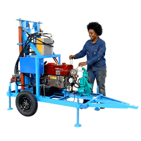 Équipement de forage de puits d'eau à roues hydrauliques diesel 35 CV homologué CE avec trépan PDC et tuyau de forage pour l'irrigation