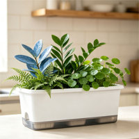 Kit de Jardinière Carrée de Luxe avec Système d'Auto-Arrosage et Trous de Drainage, en Plastique Durable pour Légumes et Herbes – Idéal pour Jardin et Balcon